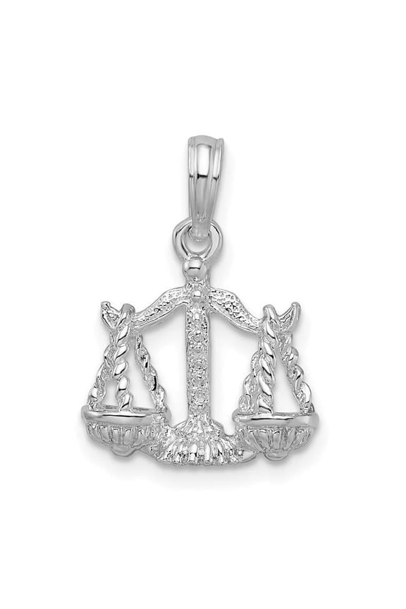 Sterling Silver Polished 3D Libra Zodiac Pendant