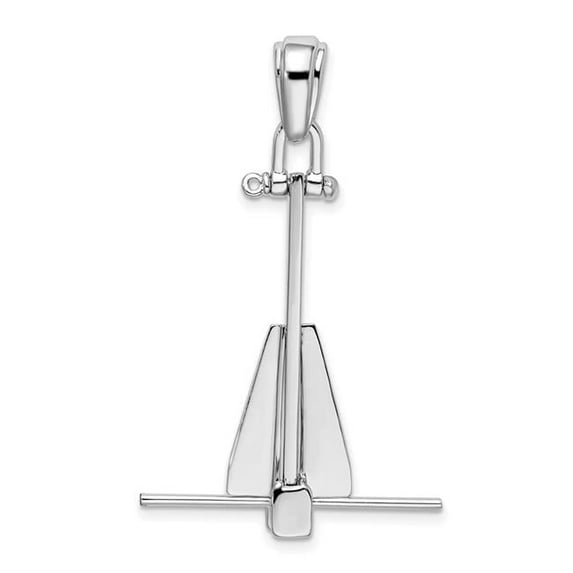 Finest Gold Sterling Silver Polished 3D Moveable Danforth Anchor Pendant