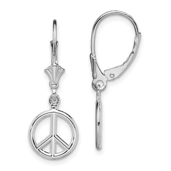 De-Ani Sterling Silver Rhodium-Plated 3D Peace Symbol Leverback Earrings