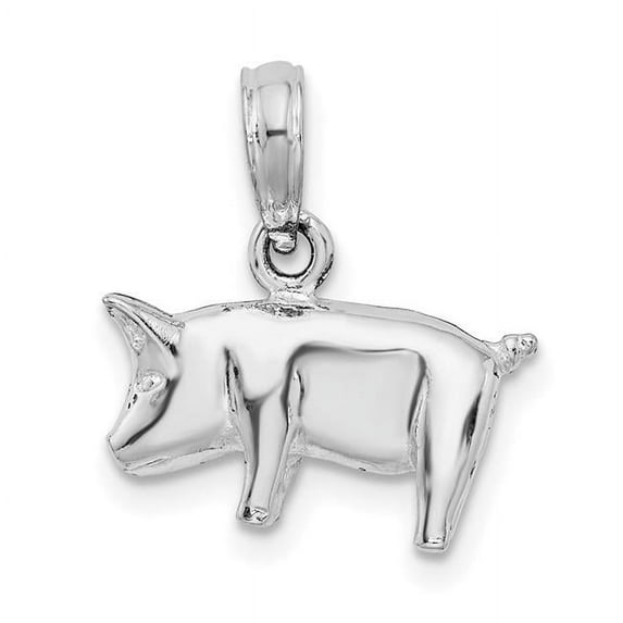 Finest Gold Sterling Silver Polished 3D Pig Pendant