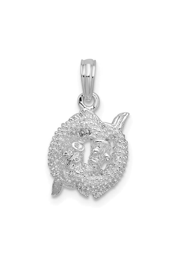 Sterling Silver Polished 3D Pisces Zodiac Pendant