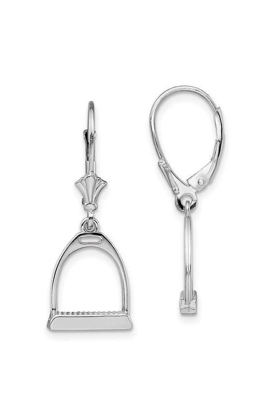 Sterling Silver Polished 3D Small Stirrup Leverback Earrings