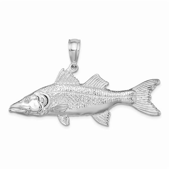 Finest Gold Sterling Silver Polished 3D Snook Fish Pendant
