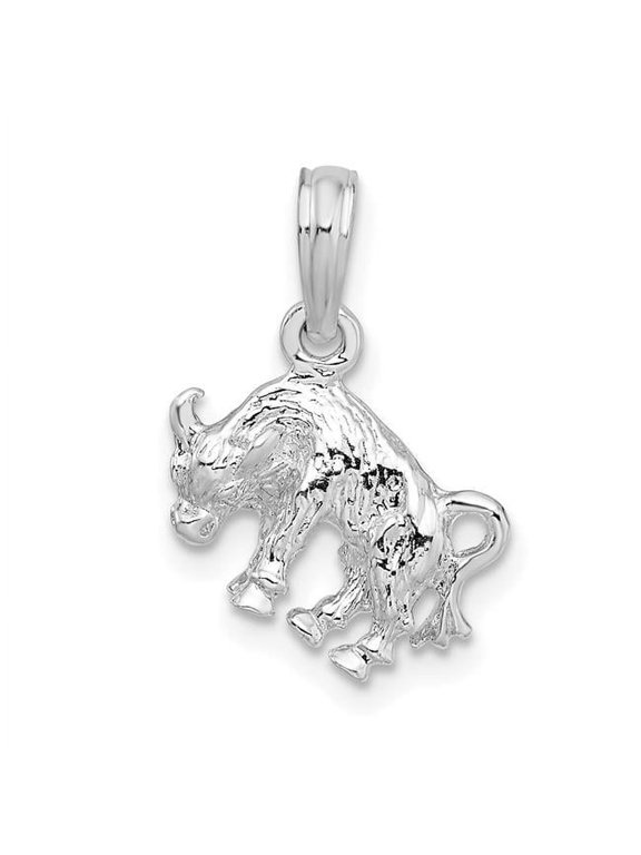 Sterling Silver Polished 3D Taurus Zodiac Pendant