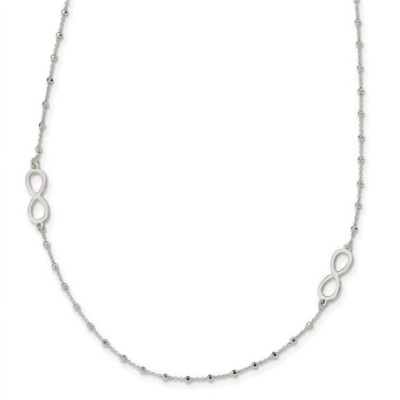 Finest Gold Sterling Silver Polished Beaded Infinity with 1 in. Extension Necklace