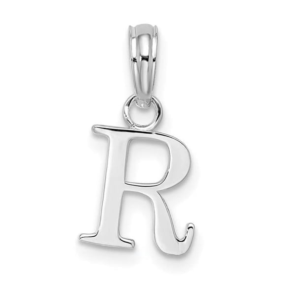 Finest Gold Sterling Silver Polished Block Initial -R- Pendant