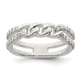 thumbnail image 1 of Finest Gold Sterling Silver Polished CZ Chain Detail Ring - Size 8, 1 of 1