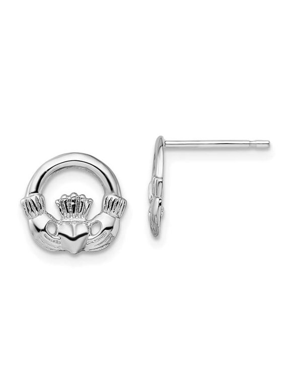 Sterling Silver Polished Claddagh Post Earrings