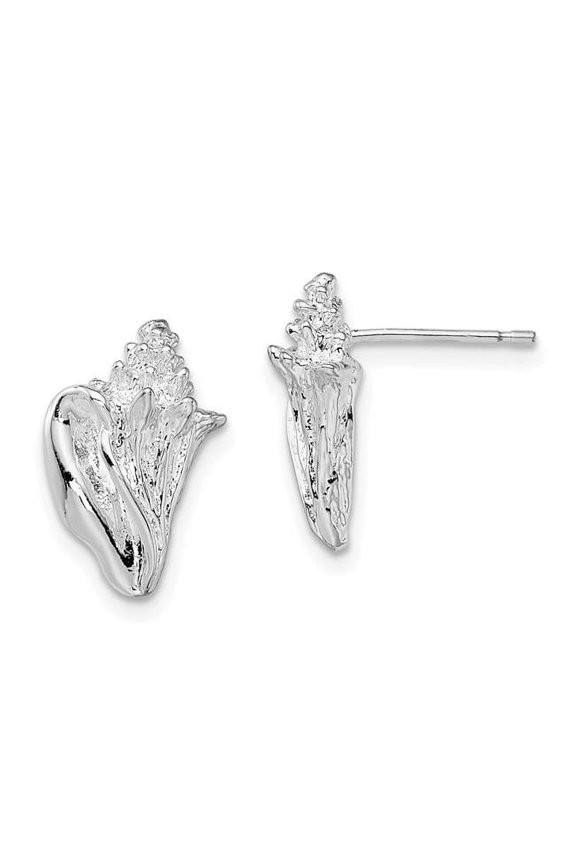 Sterling Silver Polished Conch Shell Post Earrings
