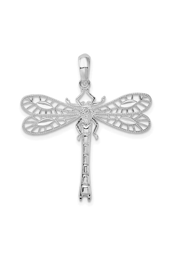 Sterling Silver Polished Cut-Out Dragonfly Pendant
