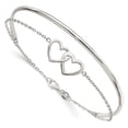 thumbnail image 1 of Finest Gold Sterling Silver Polished Double Heart & Bangle Bracelet, 1 of 3