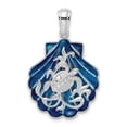 thumbnail image 1 of Finest Gold Sterling Silver Polished Enameled Blue Shell with Turtle Pendant, 1 of 3