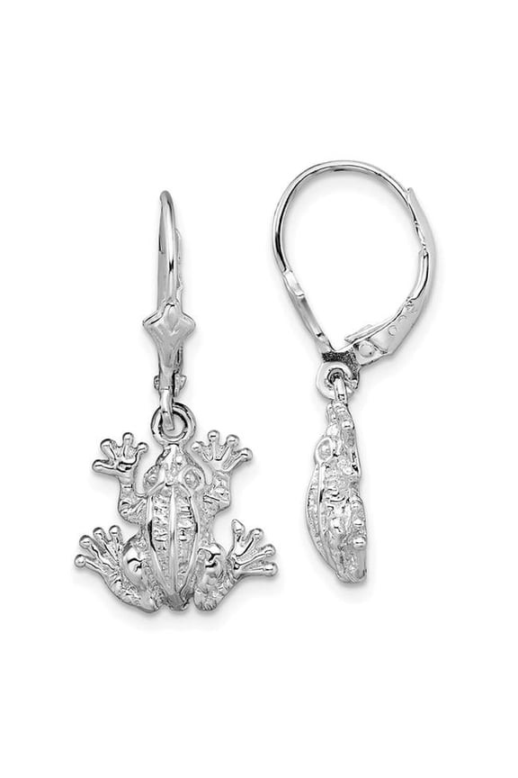 Sterling Silver Polished Frog Leverback Earrings
