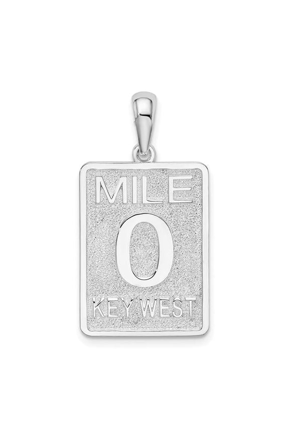 Sterling Silver Polished Large 0 Mile Marker Key West Pendant