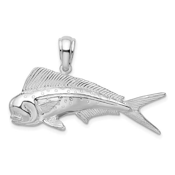 Finest Gold Sterling Silver Polished Mahi Mahi Fish Pendant