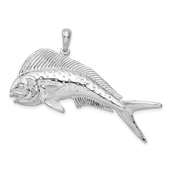 Finest Gold Sterling Silver Polished Mahi-Mahi Fish Pendant