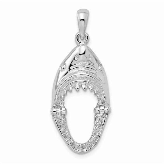 Finest Gold Sterling Silver Polished Moveable Shark Head Pendant