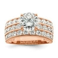 thumbnail image 1 of Finest Gold Sterling Silver Polished Rose-Tone 3 Row CZ Ring - Size 6, 1 of 1