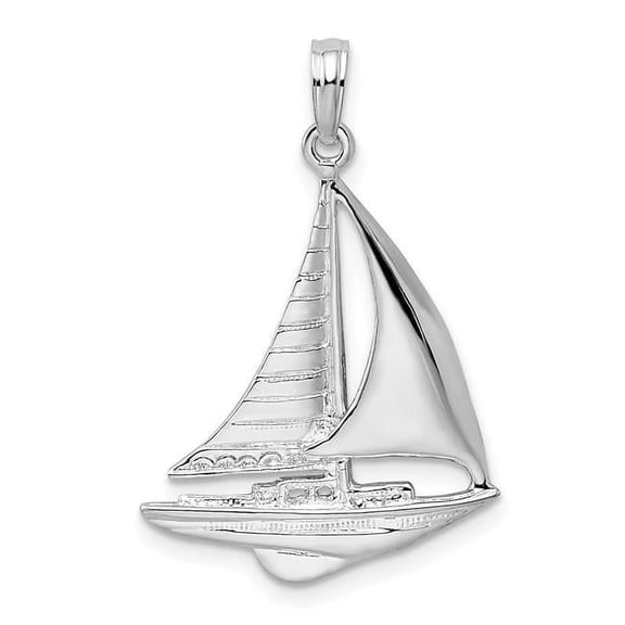 Finest Gold Sterling Silver Polished Sailboat Pendant