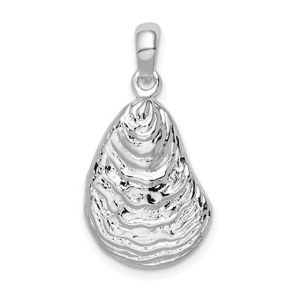 Finest Gold Sterling Silver Polished Textured 3D Oyster Shell Pendant