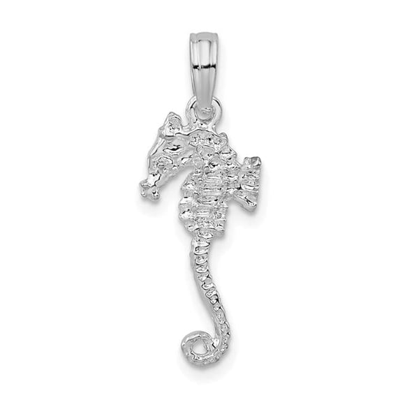 Finest Gold Sterling Silver Polished Textured 3D Sea Horse Pendant