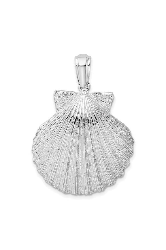 Sterling Silver Polished Textured Shell Pendant