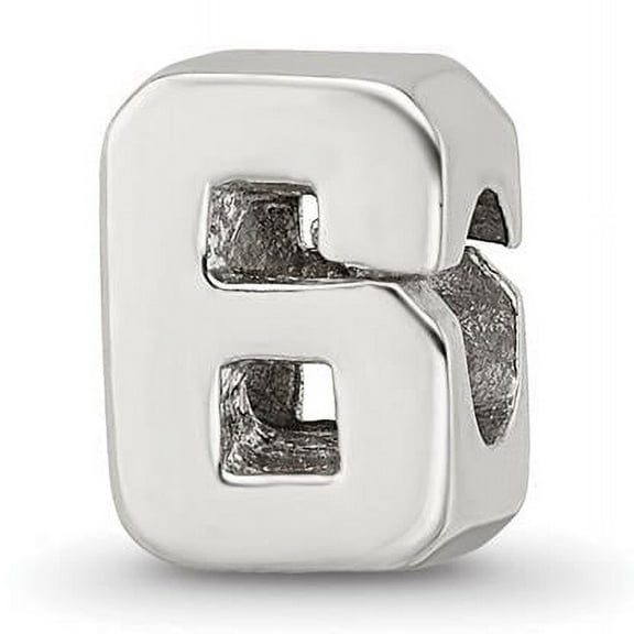 The Black Bow Sterling Silver Block Style, Number 6 Bead Charm