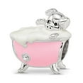 thumbnail image 1 of Finest Gold Sterling Silver Reflections Rhodium-Plated Pink Enamel & CZ Pig in Bathtub Bead, 1 of 1