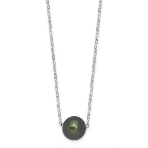 Finest Gold Sterling Silver Rhodium 8-9 mm Semi-rd Tahit Saltwater Pearl 17 in. Necklace