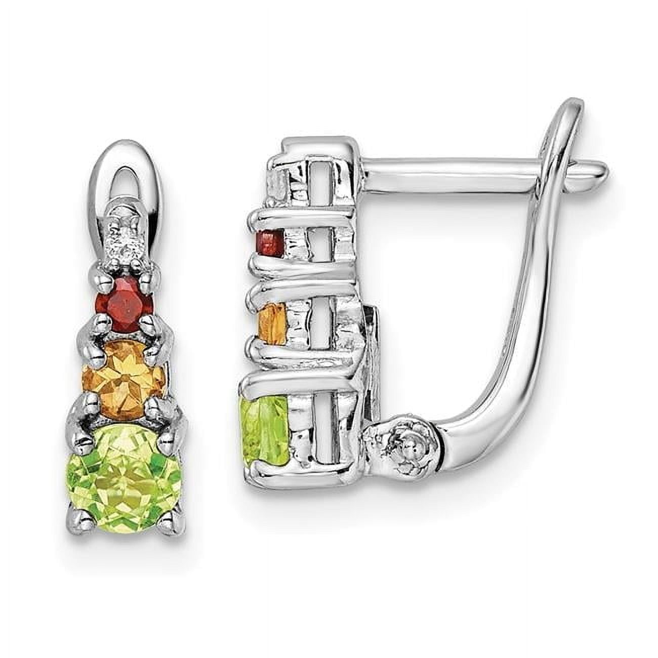 Finest Gold Sterling Silver Rhodium-Plated 0.85 CTW PE-CI-GA-WT Hinged Earrings