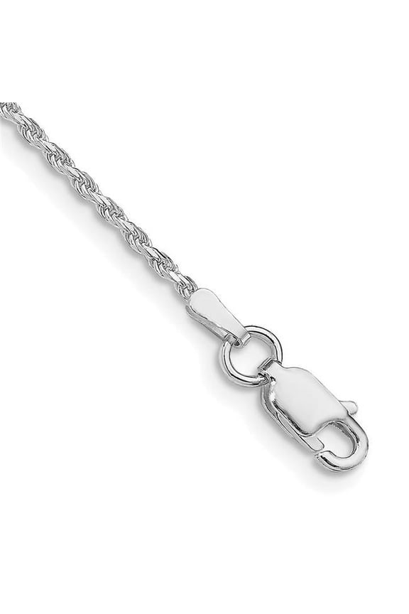 Finest Gold Sterling Silver Rhodium-Plated 1.5 mm Diamond-Cut Rope 10 in. Chain Anklet Bracelet