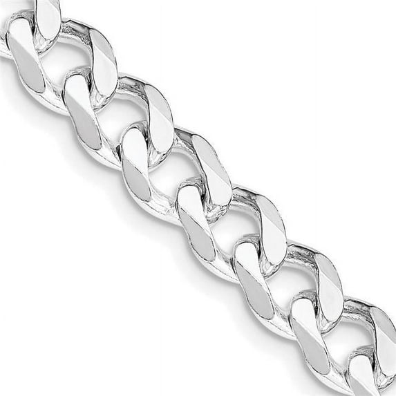 Finest Gold Sterling Silver Rhodium-Plated 7.5 mm 24 in. Curb Chain