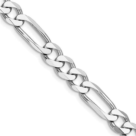 Finest Gold Sterling Silver Rhodium-Plated 7.5 mm 28 in. Figaro Chain