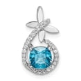 thumbnail image 1 of Finest Gold Sterling Silver Rhodium-Plated Blue & White CZ Butterfly Chain Slide, 1 of 1