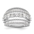 thumbnail image 1 of Finest Gold Sterling Silver Rhodium-Plated CZ 5 Row Ring - Size 6, 1 of 1