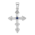 thumbnail image 1 of Finest Gold Sterling Silver Rhodium-Plated CZ Cross Pendant, 1 of 1