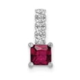 thumbnail image 1 of Finest Gold Sterling Silver Rhodium-Plated Created Ruby & CZ Square Pendant, 1 of 1
