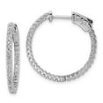 thumbnail image 1 of Finest Gold Sterling Silver Rhodium-Plated Cubic Zirconia 66 Stone In & Out Hoop Earrings, 1 of 1