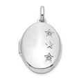 thumbnail image 1 of Finest Gold Sterling Silver Rhodium-Plated Diamond Stars 20 mm Oval Locket Pendant, 1 of 1