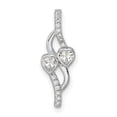 thumbnail image 1 of Finest Gold Sterling Silver Rhodium-Plated Double Heart CZ Pendant, 1 of 1