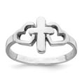 thumbnail image 1 of Finest Gold Sterling Silver Rhodium-Plated Hearts & Cross Ring - Size 8, 1 of 1