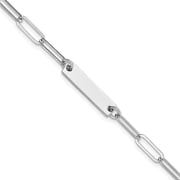 Finest Gold Sterling Silver Rhodium-Plated Polished Bar with 1 in. Extension 7 in. Bracelet