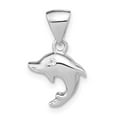 thumbnail image 1 of Finest Gold Sterling Silver Rhodium-Plated Polished CZ Dolphin Pendant, 1 of 1