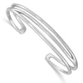 thumbnail image 1 of Finest Gold Sterling Silver Rhodium-Plated Polished Three Line Cuff Bangle, 1 of 4