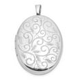 thumbnail image 1 of Finest Gold Sterling Silver Rhodium-Plated Scroll Design 26 x 20 mm Oval Locket, 1 of 1