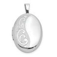 thumbnail image 1 of Finest Gold Sterling Silver Rhodium-Plated Side Scroll Design 19 x 15 mm Oval Locket, 1 of 1