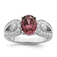 thumbnail image 1 of Finest Gold Sterling Silver Rhodium-Plated Smoky Pink & White CZ Ring - Size 6, 1 of 1