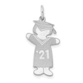 thumbnail image 1 of Finest Gold Sterling Silver Rhodium-plated Class of 2021 Girl Cuddle Charm, 1 of 1