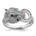 thumbnail image 1 of Finest Gold Sterling Silver Rhodium-plated Polished CZ Cheetah Ring, Size 6, 1 of 1