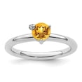 thumbnail image 1 of Finest Gold Sterling Silver Rhodium-plated Polished Circle Citrine & White Topaz Ring, Size 6, 1 of 1